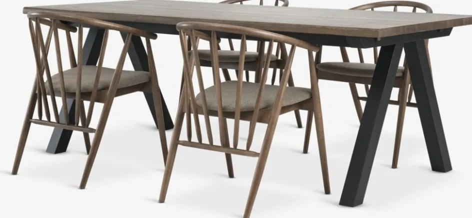 Outlet SANDBY + LYKSBORGMesa SANDBY L210 roble oscuro + 4 LYKSBORG roble oscuro Mesas De Comedor|Conjuntos De Comedor