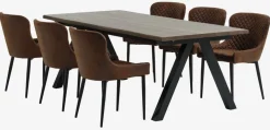 SANDBY + PEBRINGEMesa SANDBY L210 roble oscuro + 4 sillas PEBRINGE marrón Mesas De Comedor|Conjuntos De Comedor