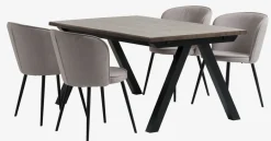 Hot SANDBY + RISSKOVMesa SANDBY L160 roble oscuro + 4 RISSKOV gris claro Mesas De Comedor|Conjuntos De Comedor