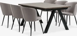 Hot SANDBY + RISSKOVMesa SANDBY L160 roble oscuro + 4 RISSKOV gris claro Mesas De Comedor|Conjuntos De Comedor