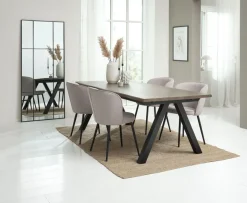 Discount SANDBY + RISSKOVMesa SANDBY L210 roble oscuro + 4 sillas RISSKOV gris claro Mesas De Comedor|Conjuntos De Comedor