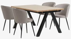 New SANDBY + RISSKOVMesa SANDBY L160 roble natural + 4 sillas RISSKOV gris claro Mesas De Comedor|Conjuntos De Comedor