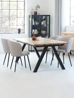 Clearance SANDBY + RISSKOVMesa SANDBY L210 roble natural + 4 sillas RISSKOV gris claro Mesas De Comedor|Conjuntos De Comedor