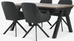 New SANDBY + ROSTRUPMesa SANDBY L160 roble oscuro + 4 sillas ROSTRUP negro Mesas De Comedor|Conjuntos De Comedor
