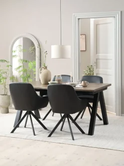 New SANDBY + ROSTRUPMesa SANDBY L160 roble oscuro + 4 sillas ROSTRUP negro Mesas De Comedor|Conjuntos De Comedor