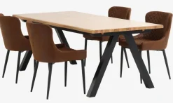 Outlet SANDBYMesa SANDBY L210 roble natural + 4 sillas PEBRINGE marrón Mesas De Comedor|Conjuntos De Comedor