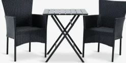 Discount SANDVIKA + AIDTMesa SANDVIKA L65 + 2 sillas AIDT negro Conjuntos Mesa Y Sillas De Jardín