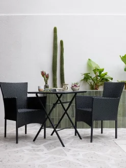Discount SANDVIKA + AIDTMesa SANDVIKA L65 + 2 sillas AIDT negro Conjuntos Mesa Y Sillas De Jardín