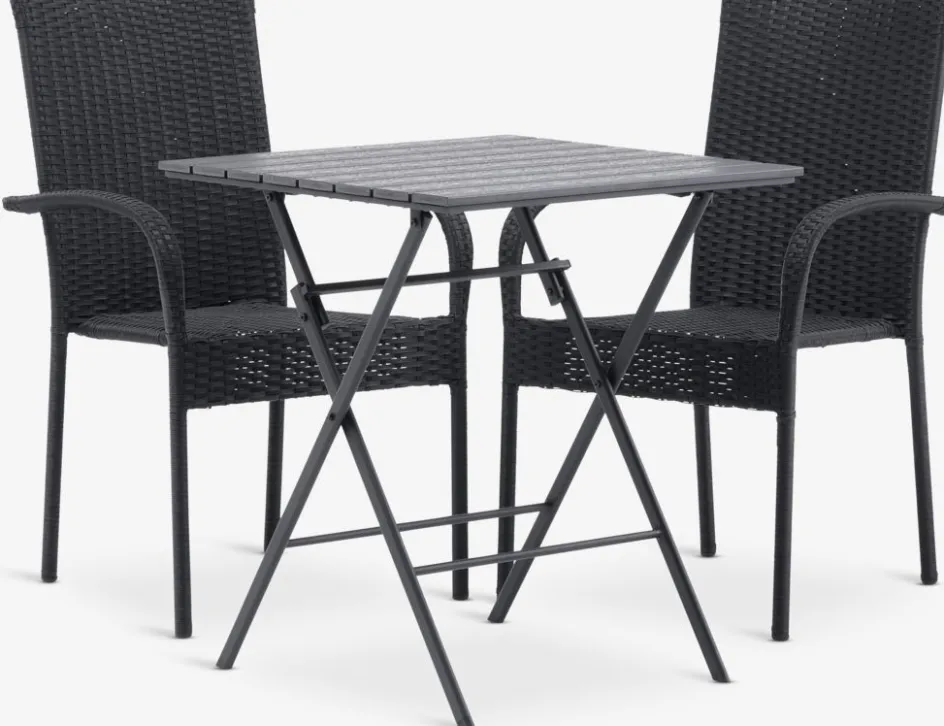 Clearance SANDVIKA + GUDHJEMMesa SANDVIKA L65 + 2 sillas GUDHJEM negro Conjuntos Mesa Y Sillas De Jardín