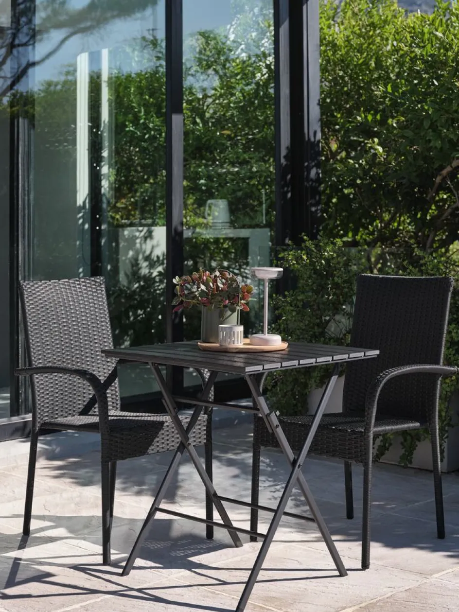 Clearance SANDVIKA + GUDHJEMMesa SANDVIKA L65 + 2 sillas GUDHJEM negro Conjuntos Mesa Y Sillas De Jardín