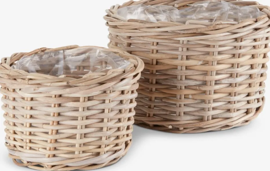 Clearance SANSEBIECesto de jardín SANSEBIE Ø35/27 kubu natural juego de 2 Maceteros