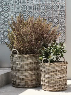 Online SANSEBIECesto de jardín SANSEBIE Ø50/40 kubu natural 2 unidades Maceteros