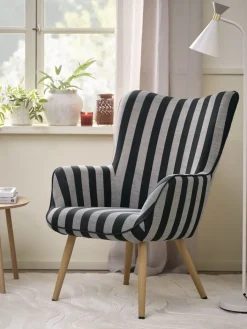 Clearance SIMESTEDSillón SIMESTED rayas tela negro/beis Sillones