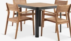 Discount SIRDAL + HAMRAMesa SIRDAL L91 + 4 sillas HAMRA madera dura Conjuntos Mesa Y Sillas De Jardín