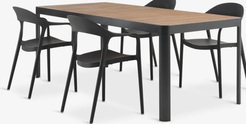 SIRDAL + NANNESTADMesa SIRDAL L211 madera dura + 4 sillas NANNESTAD Conjuntos Mesa Y Sillas De Jardín