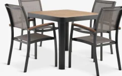 Sale SIRDAL + SIRDALMesa SIRDAL L91 madera dura + 4 sillas SIRDAL gris Conjuntos Mesa Y Sillas De Jardín