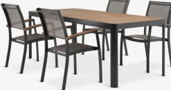 Discount SIRDAL + SIRDALMesa SIRDAL L211 madera dura + 4 sillas SIRDAL gris Conjuntos Mesa Y Sillas De Jardín