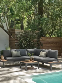 Hot SIRDALConjunto muebles jardín SIRDAL 5 plazas gris oscuro Conjuntos Mesa Y Sillas De Jardín|Muebles De Jardín