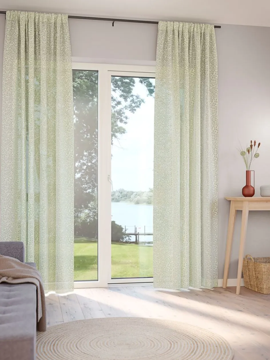 Hot SKASENCortina SKASEN 1x140x300 hojas verde empolvado Cortinas Traslúcidas