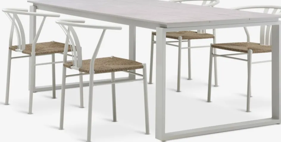 Discount SONNERUP + TAGMARKMesa SONNERUP L215 + 4 sillas TAGMARK beis Conjuntos Mesa Y Sillas De Jardín