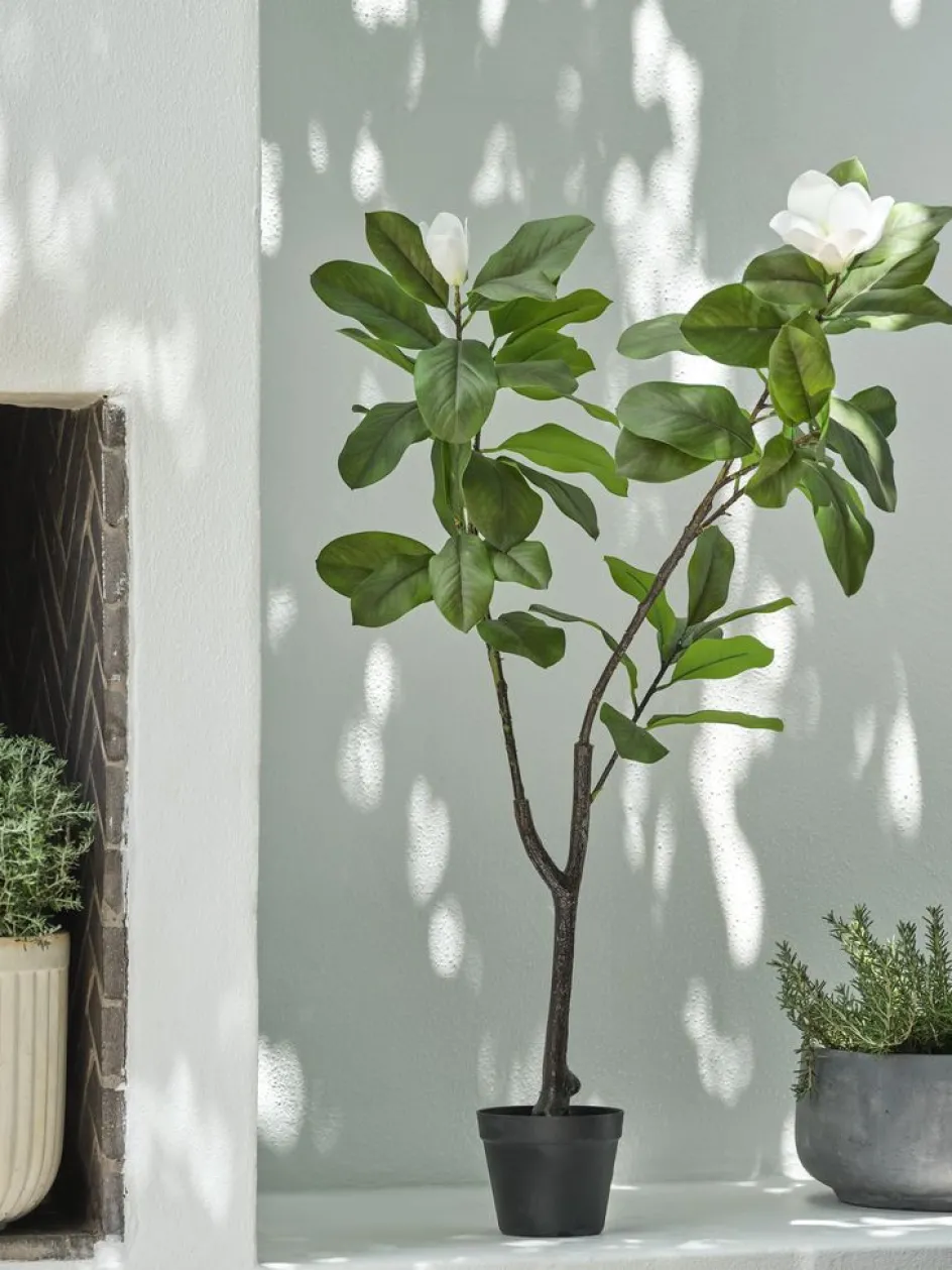 Discount SPINDELPlanta artificial SPINDEL A120cm verde/blanco magnolia Plantas Artificiales Exterior