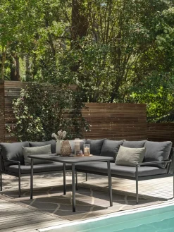 Sale STROEMSTADConjunto muebles jardín STROEMSTAD 6 plazas negro Conjuntos Mesa Y Sillas De Jardín|Muebles De Jardín
