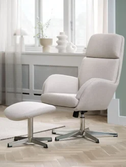 Clearance TANKEDALSillón reclinable TANKEDAL con reposapiés tela beis/cromo Sillones