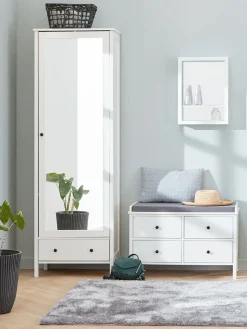 TERPETMueble recibidor TERPET con espejo blanco Percheros Con Zapatero|Percheros Con Zapatero