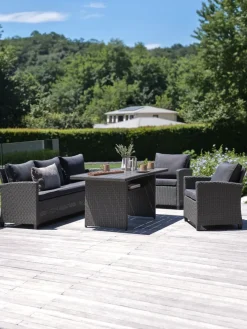 Discount THISEConjunto muebles jardín THISE 5 plazas gris Conjuntos Mesa Y Sillas De Jardín|Muebles De Jardín