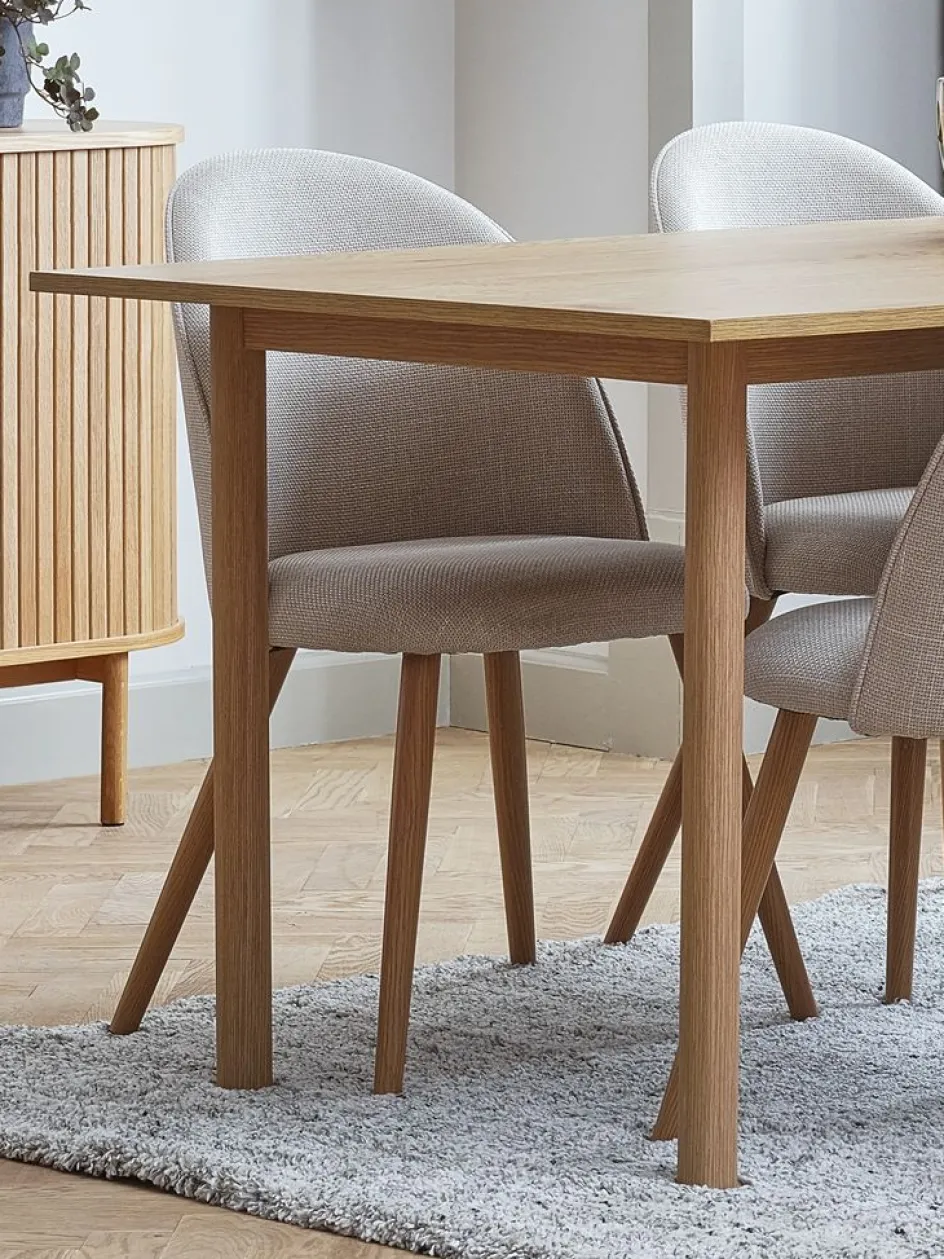 Outlet THORUPSilla de comedor THORUP tela beis/color roble natural Sillas De Comedor