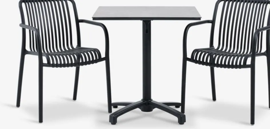 New TIPMOSE + NABBENMesa TIPMOSE L70 gris + 2 sillas NABBEN negro Conjuntos Mesa Y Sillas De Jardín