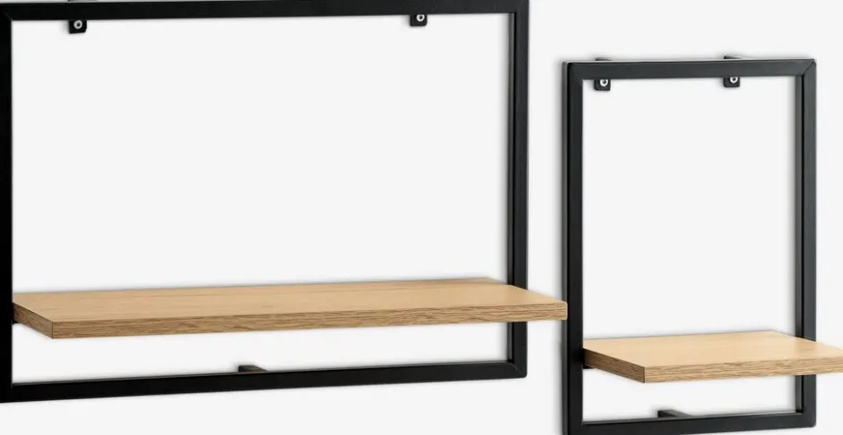 Clearance TRAPPEDALEstante de pared TRAPPEDAL 2 uds color roble cálido/negro Baldas|Baldas