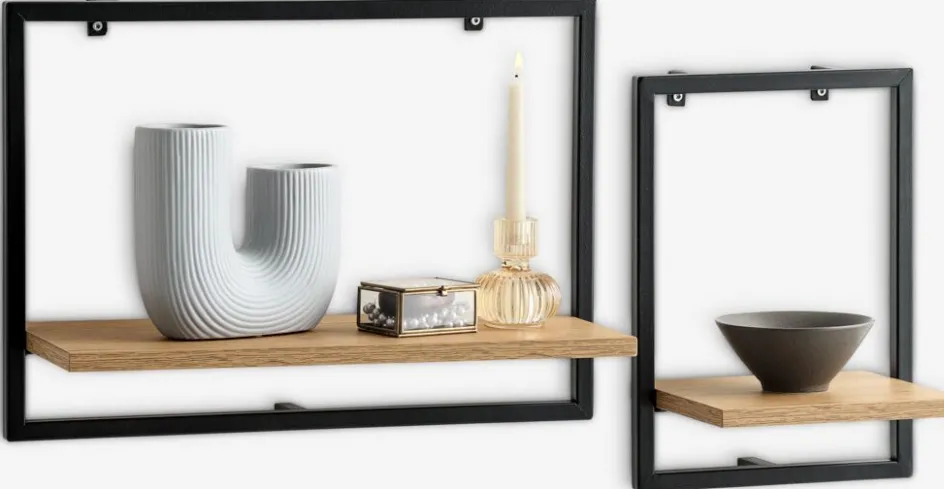 Clearance TRAPPEDALEstante de pared TRAPPEDAL 2 uds color roble cálido/negro Baldas|Baldas