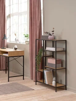 Clearance TRAPPEDALEstantería TRAPPEDAL 5 estantes color roble cálido/negro Estanterias Y Librerías|Estanterias Y Librerías