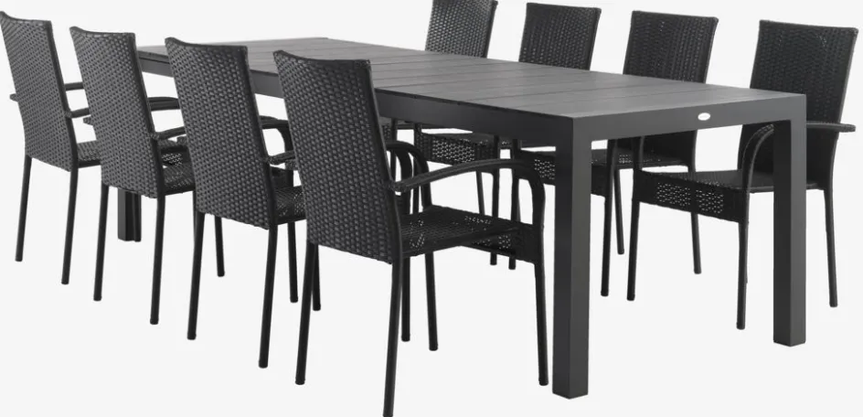 Clearance TYDAL + GUDHJEMMesa TYDAL L208/272 + 4 sillas GUDHJEM negro Conjuntos Mesa Y Sillas De Jardín