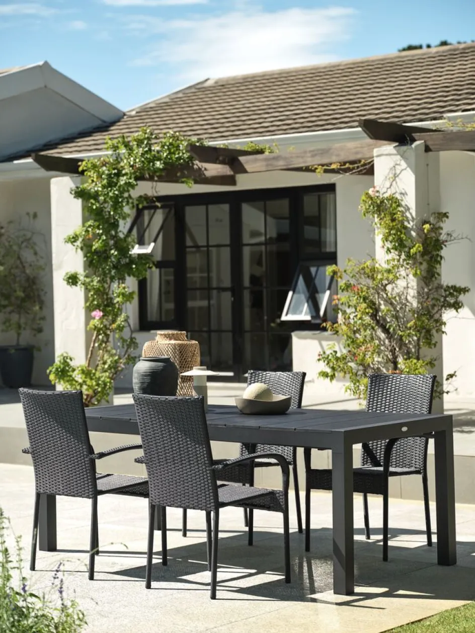 Clearance TYDAL + GUDHJEMMesa TYDAL L208/272 + 4 sillas GUDHJEM negro Conjuntos Mesa Y Sillas De Jardín