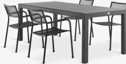 Clearance TYDAL + HEMSEDALMesa TYDAL L208/272 + 4 sillas HEMSEDAL negro Conjuntos Mesa Y Sillas De Jardín