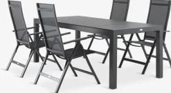 Discount TYDAL + LOMMAMesa TYDAL L208/272 + 4 sillas LOMMA negro Conjuntos Mesa Y Sillas De Jardín