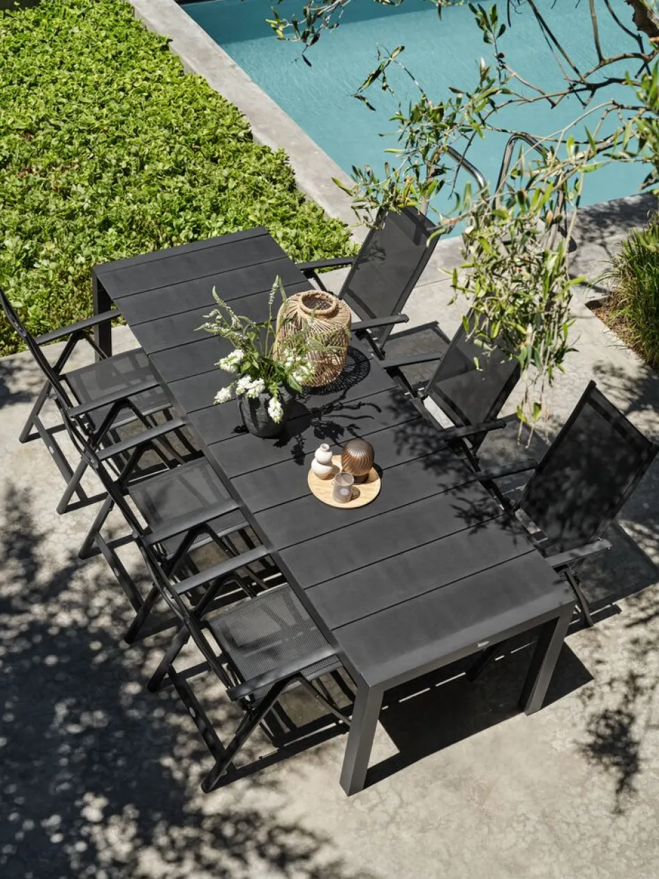 Discount TYDAL + LOMMAMesa TYDAL L208/272 + 4 sillas LOMMA negro Conjuntos Mesa Y Sillas De Jardín
