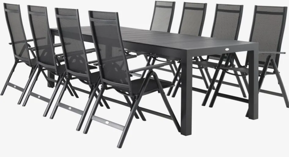 Discount TYDAL + LOMMAMesa TYDAL L208/272 + 4 sillas LOMMA negro Conjuntos Mesa Y Sillas De Jardín