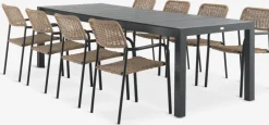 Outlet TYDAL + ORKANGERMesa TYDAL L208/272 negro + 4 sillas ORKANGER natural Conjuntos Mesa Y Sillas De Jardín