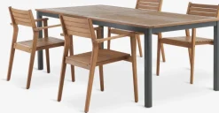 Hot ULBJERG + HAMRAMesa ULBJERG L214/297 + 4 sillas HAMRA madera dura Conjuntos Mesa Y Sillas De Jardín
