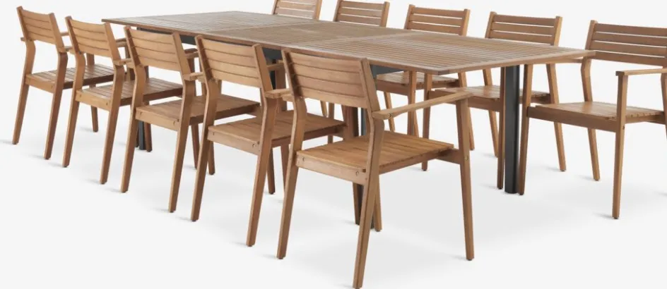 Hot ULBJERG + HAMRAMesa ULBJERG L214/297 + 4 sillas HAMRA madera dura Conjuntos Mesa Y Sillas De Jardín