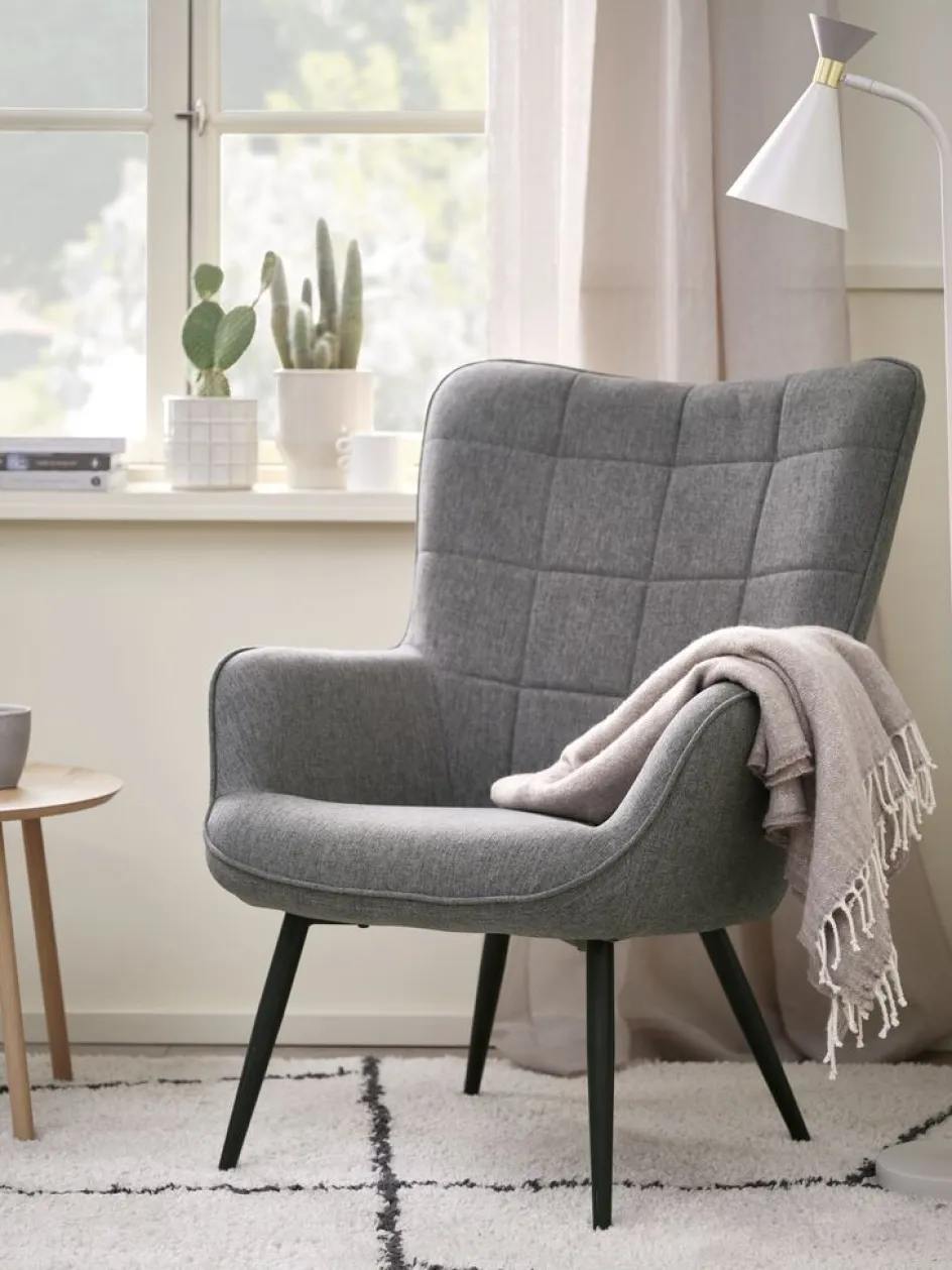 Discount ULDUMSillón ULDUM tela gris/negro Sillones
