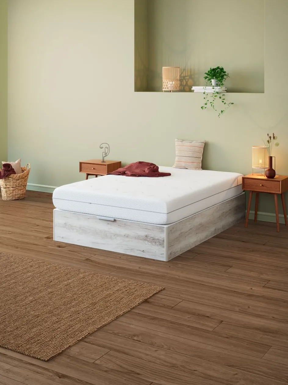 Outlet URUNDAGOLDCanapé 90x200cm URUNDA GA55 gris claro Camas Con Almacenaje|90 X 190 Cm