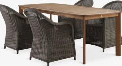 UVDAL + GAMMELBYMesa UVDAL L223 madera dura + 4 sillas GAMMELBY gris Conjuntos Mesa Y Sillas De Jardín