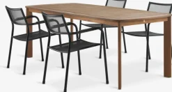 Sale UVDAL + HEMSEDALMesa UVDAL L223 madera dura + 4 sillas HEMSEDAL negro Conjuntos Mesa Y Sillas De Jardín