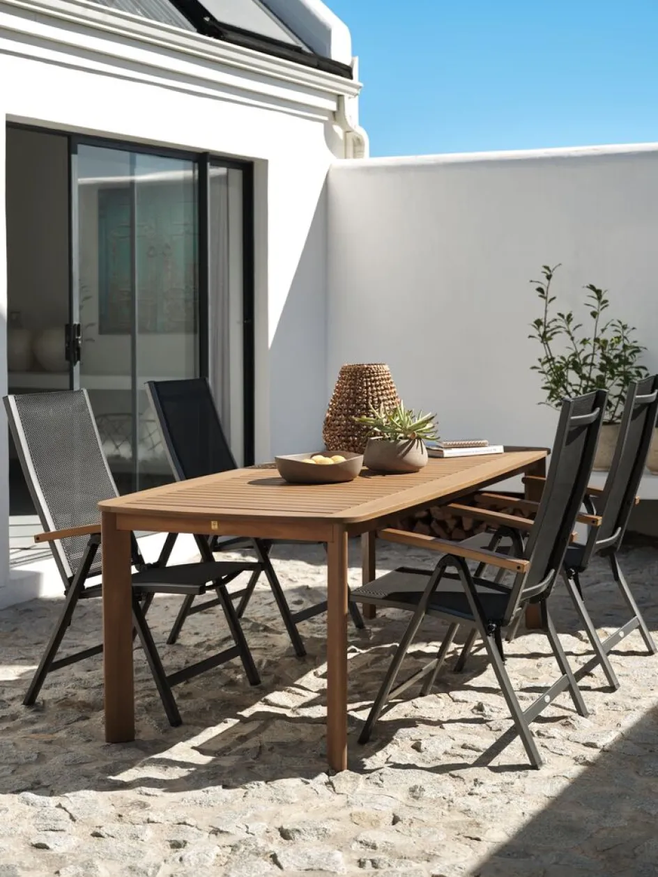 Discount UVDAL + SIRDALMesa UVDAL L223 madera dura + 4 sillas SIRDAL gris Conjuntos Mesa Y Sillas De Jardín