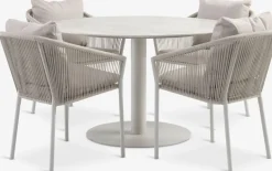 New VAMDRUP + GILJAMesa VAMDRUP Ø120 + 4 sillas GILJA beis Conjuntos Mesa Y Sillas De Jardín