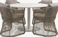 Best VAMDRUP + STORDALENMesa VAMDRUP Ø120 beis + 4 sillas STORDALEN natural Conjuntos Mesa Y Sillas De Jardín